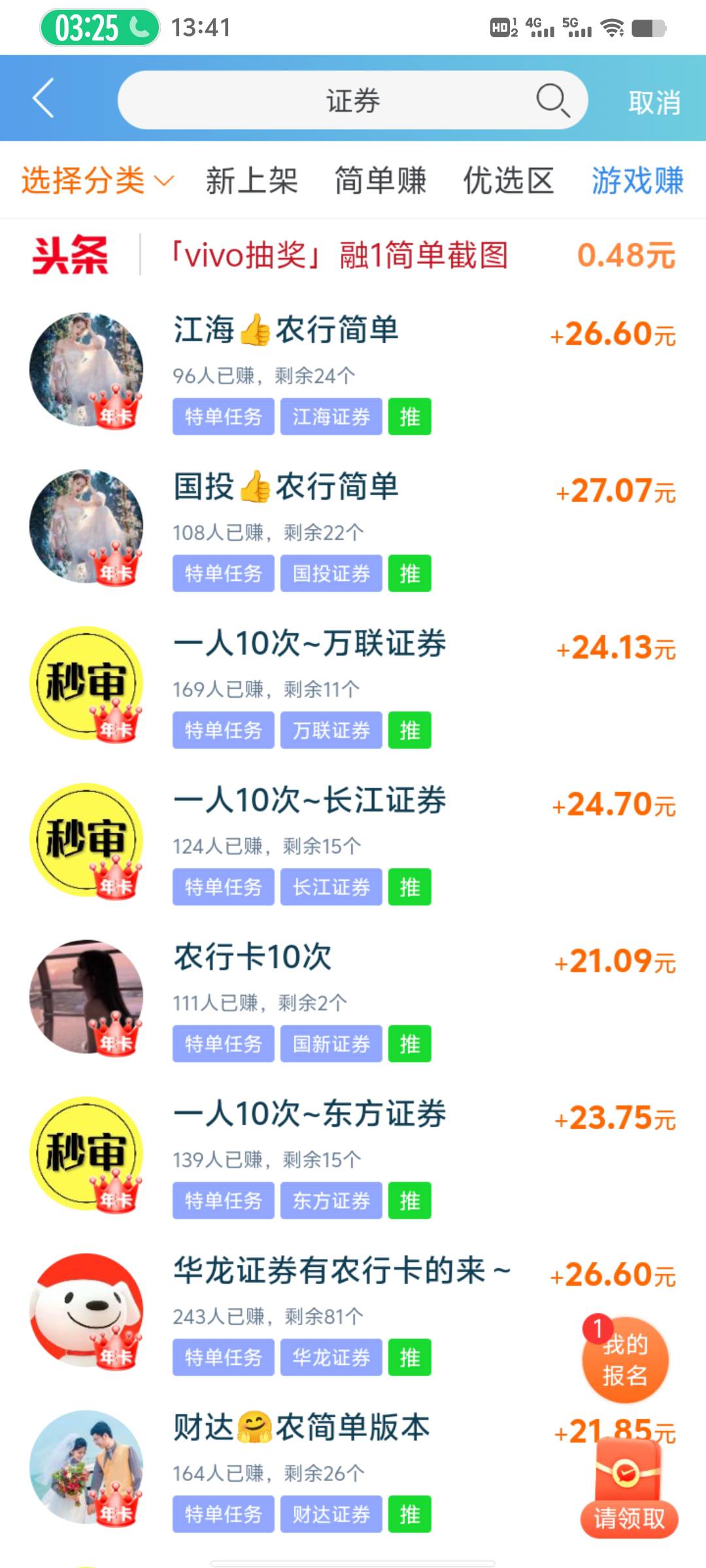 证券做了4个国泰，国信，华林，中金搞了190多 实在没毛了，.赏帮做的
89 / 作者:易鑫车D君凤凰S / 