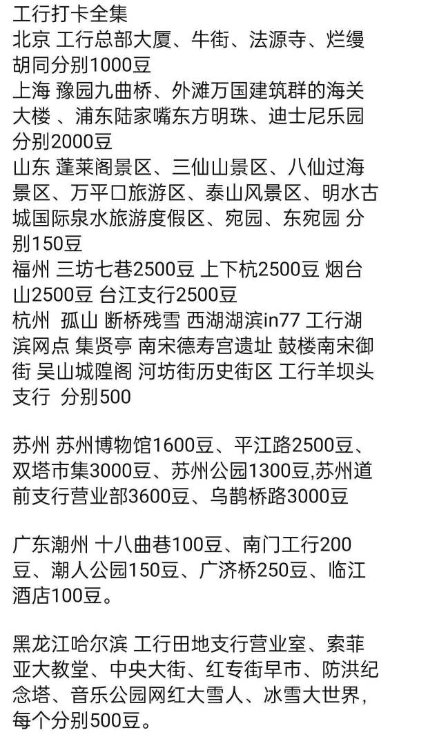 工行景点打卡，江苏没有写具体的多少豆，南京、徐州这两个地区，8次打卡，我给你们算6 / 作者:青山入梦去 / 
