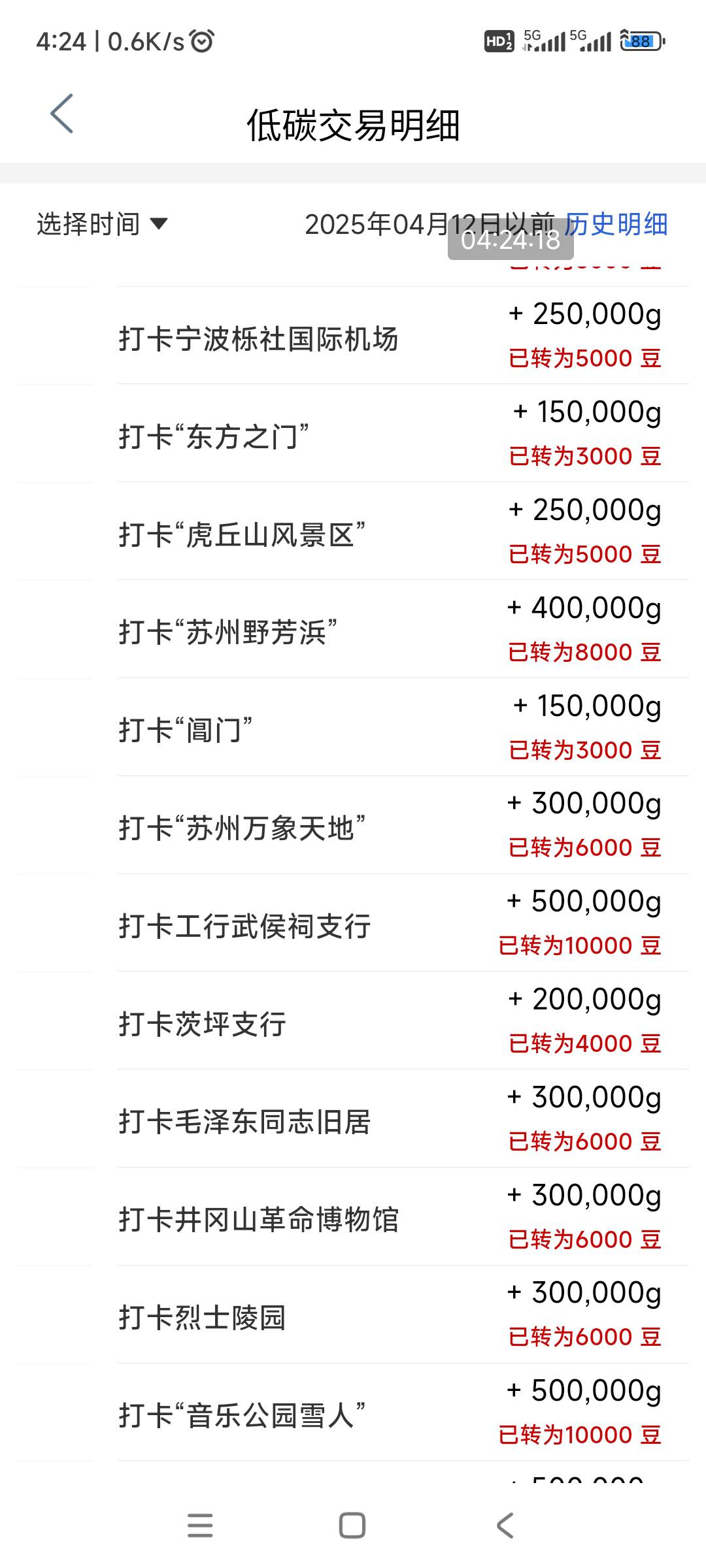 工行景点打卡昨天一天今天一天，全部毕业了
1、青海打卡、一共4.5万豆=45块
​2、黑龙99 / 作者:回忆如烟烟如梦 / 