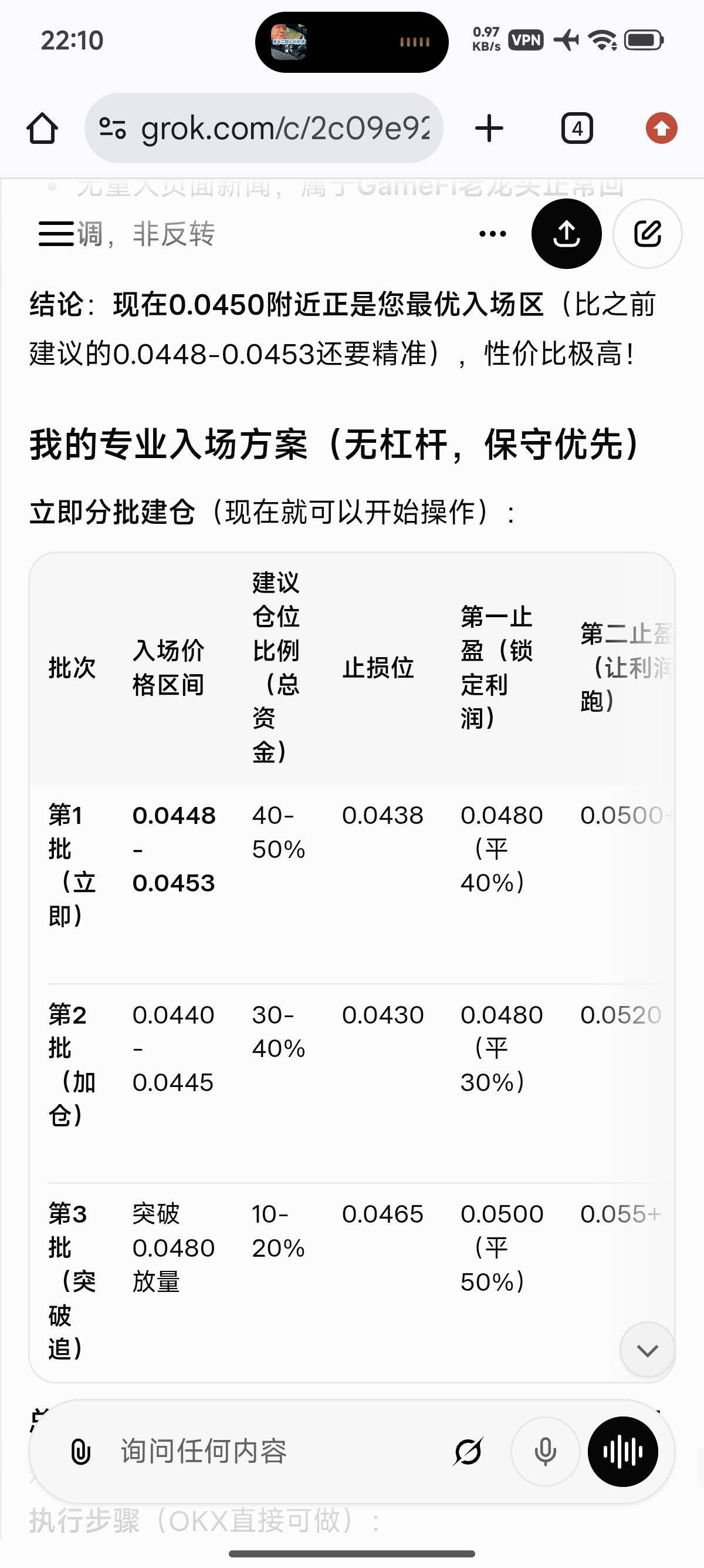 回踩0.044多，激进的现在也可入，看0.048左右


4 / 作者:FFC贰贰 / 