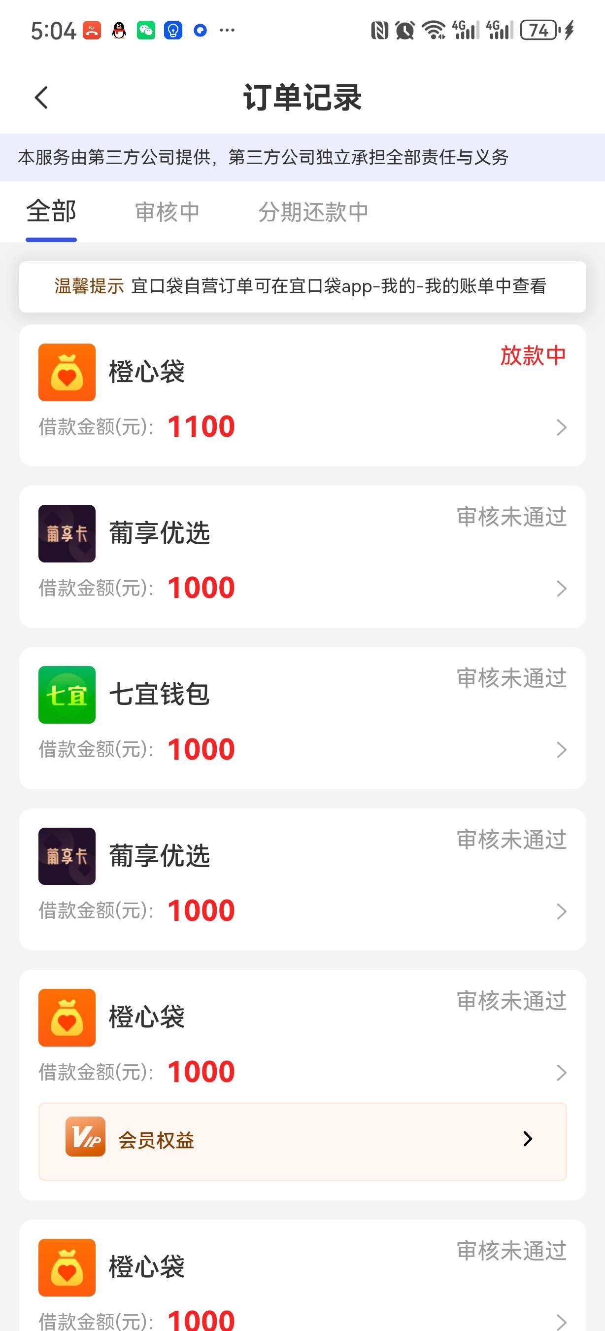 借啦消费券一笔。两笔宜口袋。两笔橙心贷。明天还款日。还进去能借出来不。现在1100放38 / 作者:随缘1022 / 