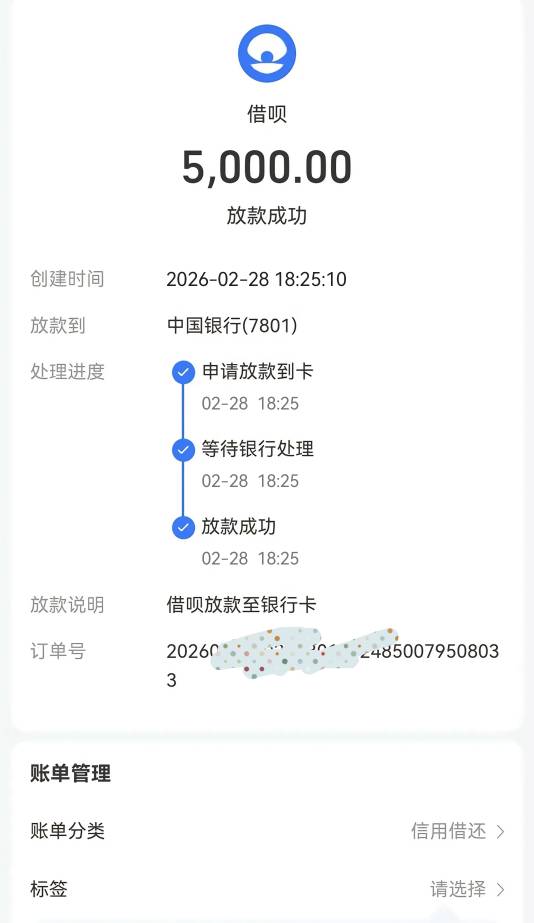 借呗秒开通秒下款5000，也是二月份最后一天的惊喜，今年零零散散就下三笔网贷，其他要68 / 作者:大发宝宝宝 / 