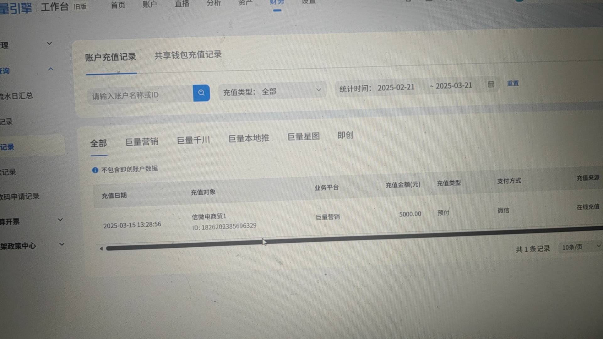 巨量引擎一共退了4200，明天不知道能不能到账，一个共享钱包一个账户资金
4 / 作者:老李9876 / 