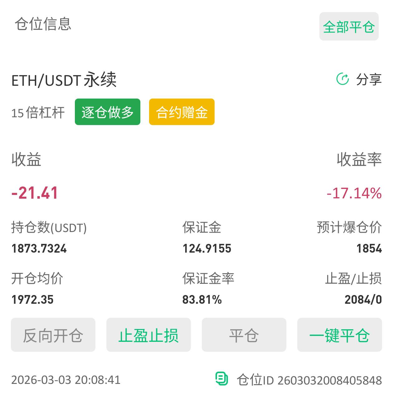 本来做空的，鬼使神差的平仓做多去了，这下好了。

17 / 作者:梦晨吖 / 