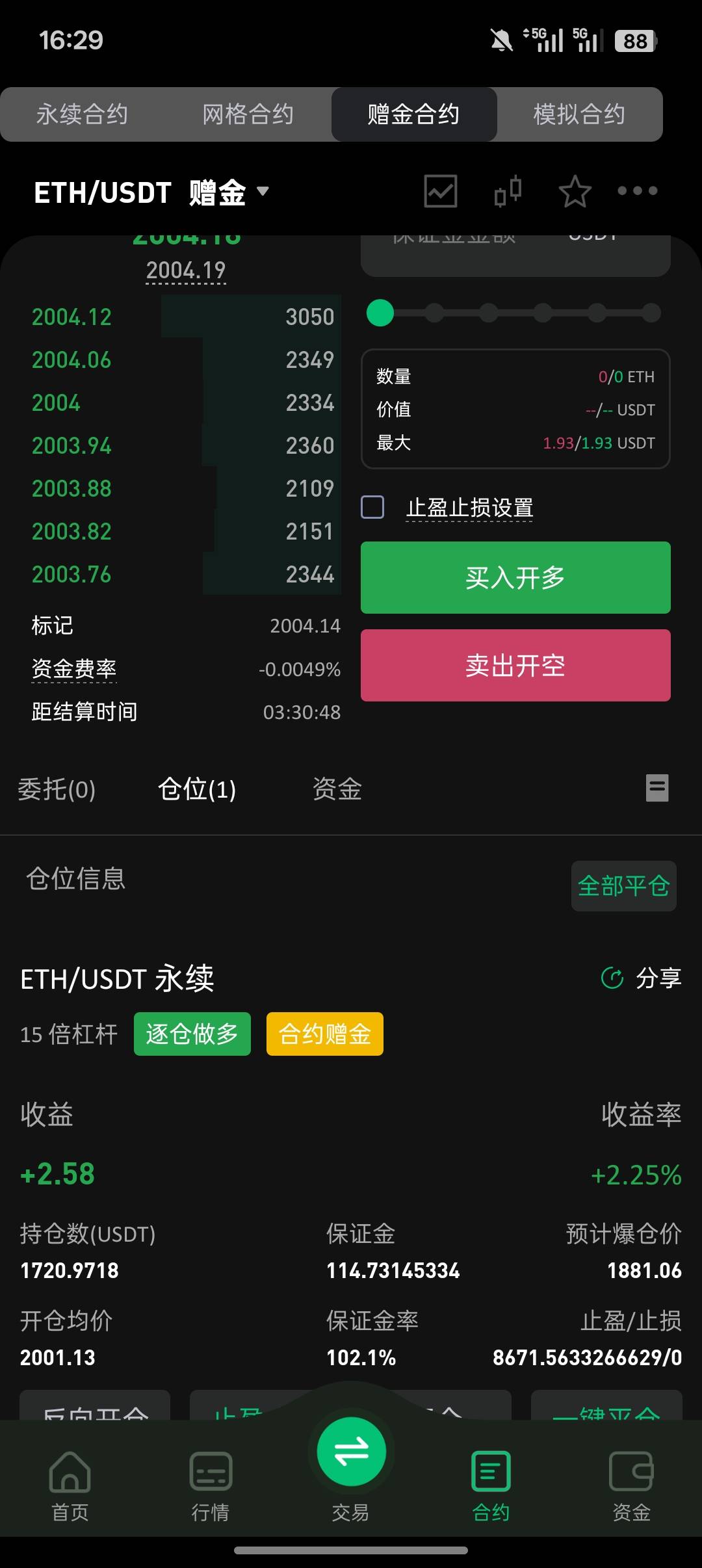 还好昨天晚上没有手贱平仓，从九十多本金一次性盈利了103，刚刚起来就发现得吃了
57 / 作者:一个小卤蛋 / 