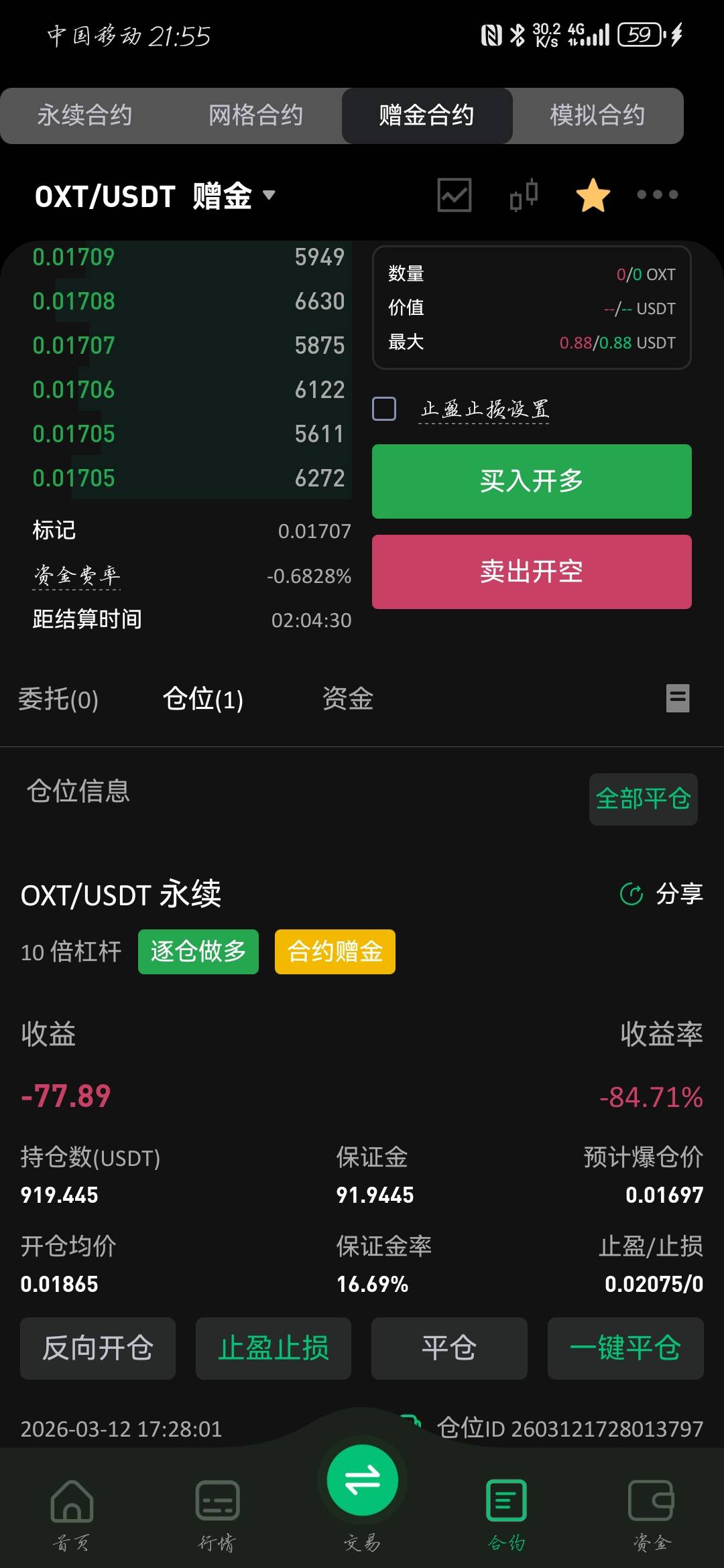 累了，两次都开反方向。第一次是二饼涨到差不多2200那天晚上，我做空，还剩下7u。第二95 / 作者:苍月 / 