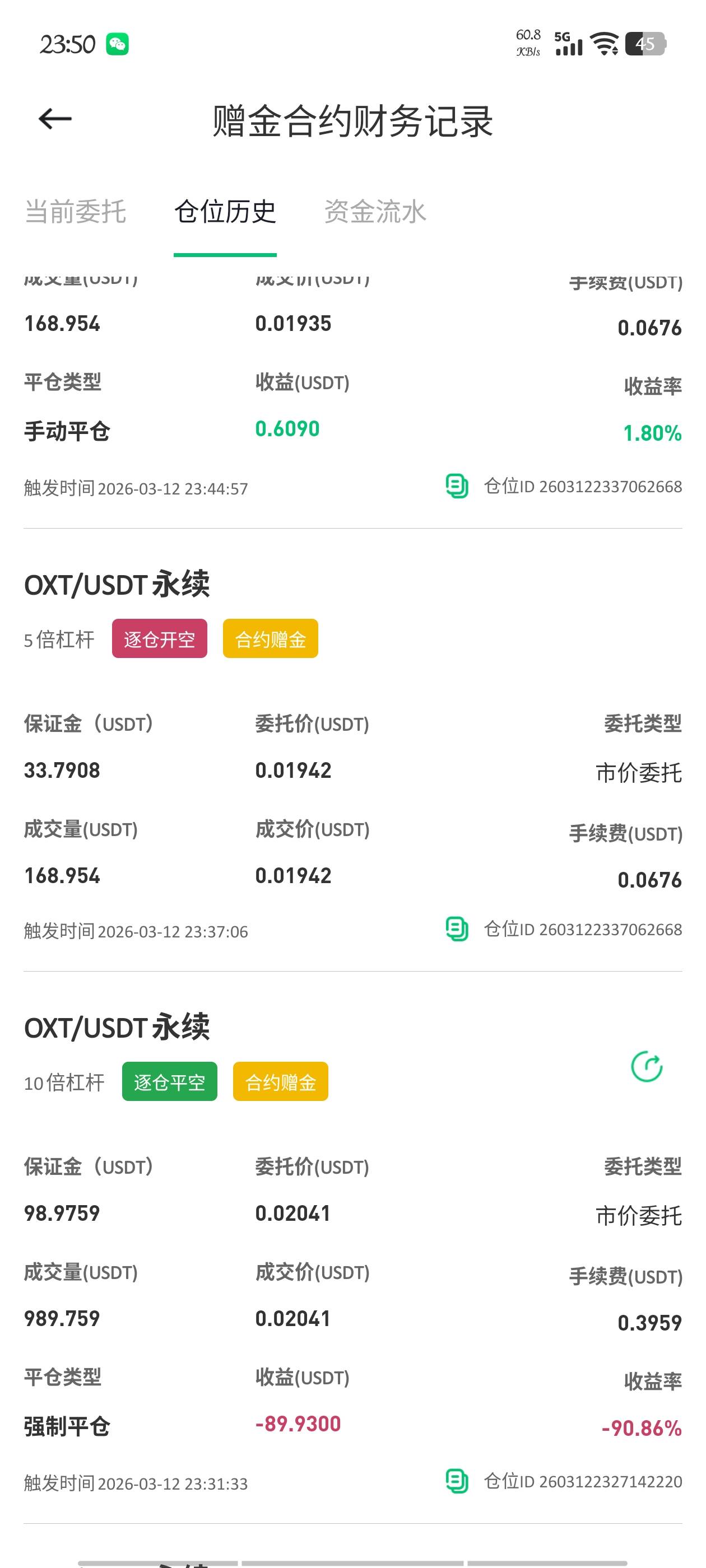 OXT真是小可爱，0.1878空军，直接拉到0.02041正好被爆了。
58 / 作者:梦晨吖 / 