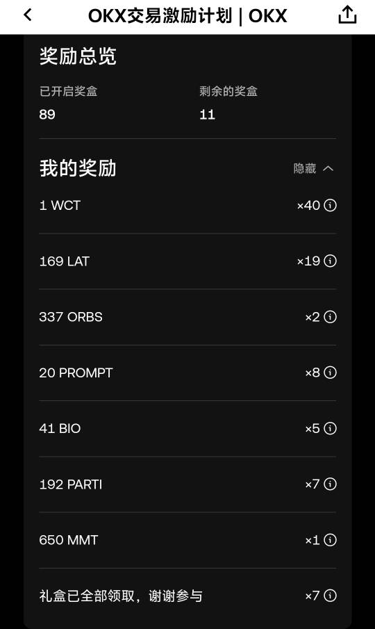 刚睡醒，欧易什么情况，还有11个盒子没开，你倒是补啊。

54 / 作者:风起188 / 