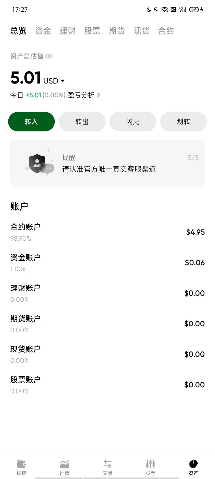 biyapay交易所以为爆仓了，刚才打了5u出来 提了 扣1u手续费 ，不知道到不到帐，4u到账75 / 作者:马达卵 / 