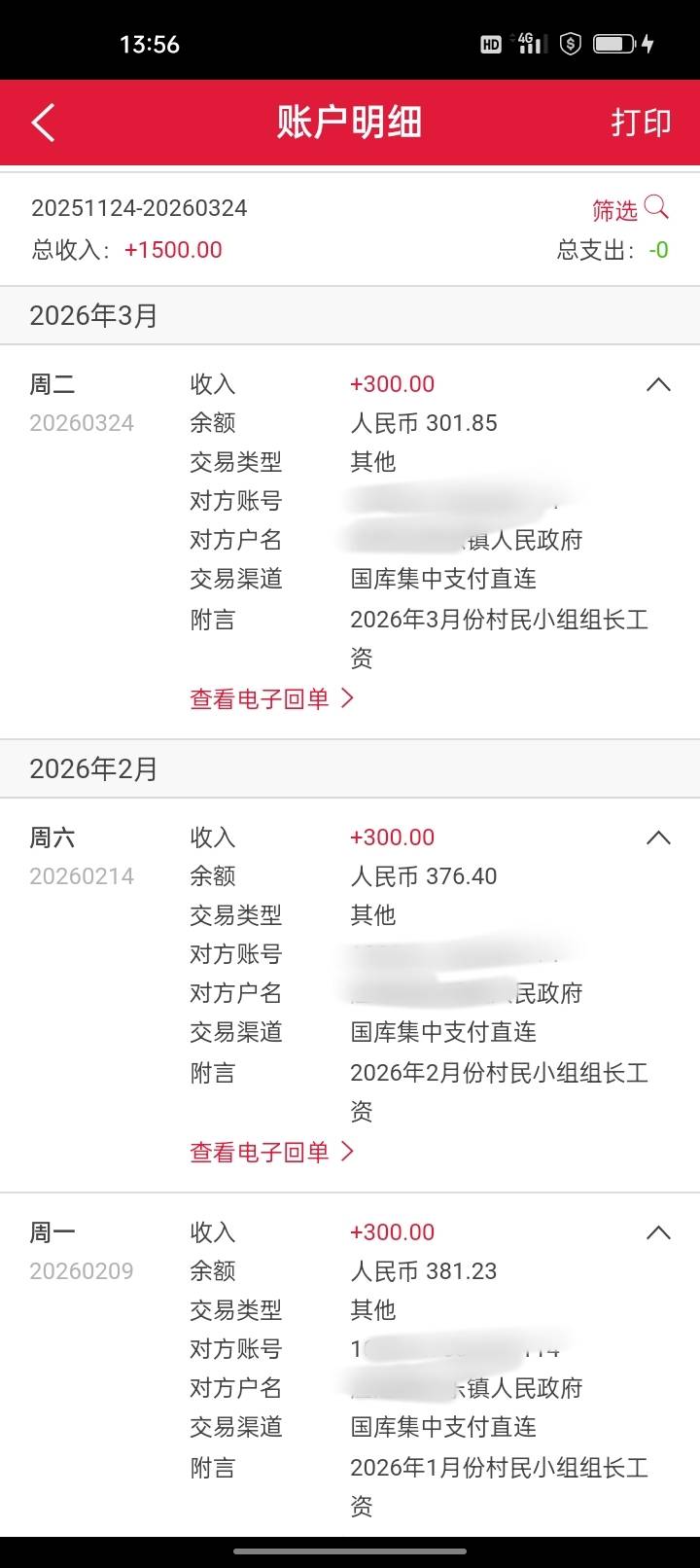 我去年11月份开始在老家当村长，每个月工资300块，才看到信息这个月工资早上就到账了11 / 作者:君子之交淡如水 / 