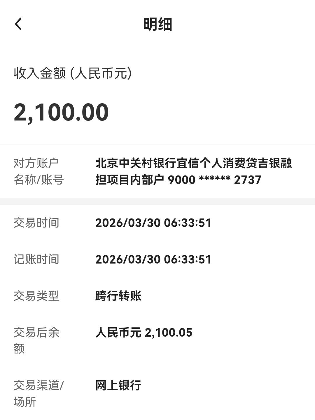 宜享花下款2100，中关村银行放的，这个资方怎么样？本来不抱希望的结果开了一个保险就10 / 作者:无谓再假 / 