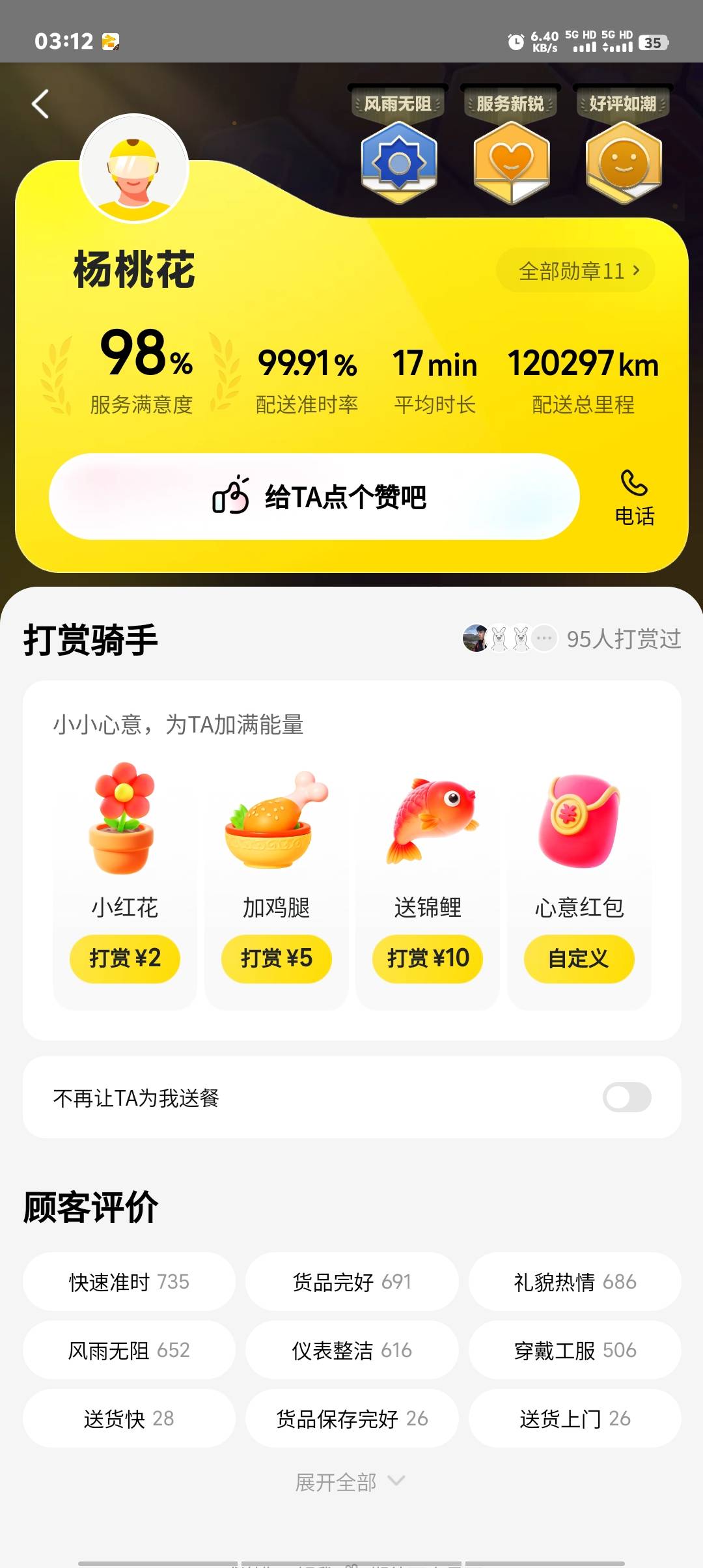 难啊，大半夜的妹子送外卖，看公里数还是个单王

11 / 作者:卡农第一美 / 