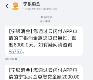云闪付借钱入口，自动匹配的.宁银消金.，给了8K，看好多兄弟说借款才是审核，没报太大94 / 作者:假币换贞操 / 