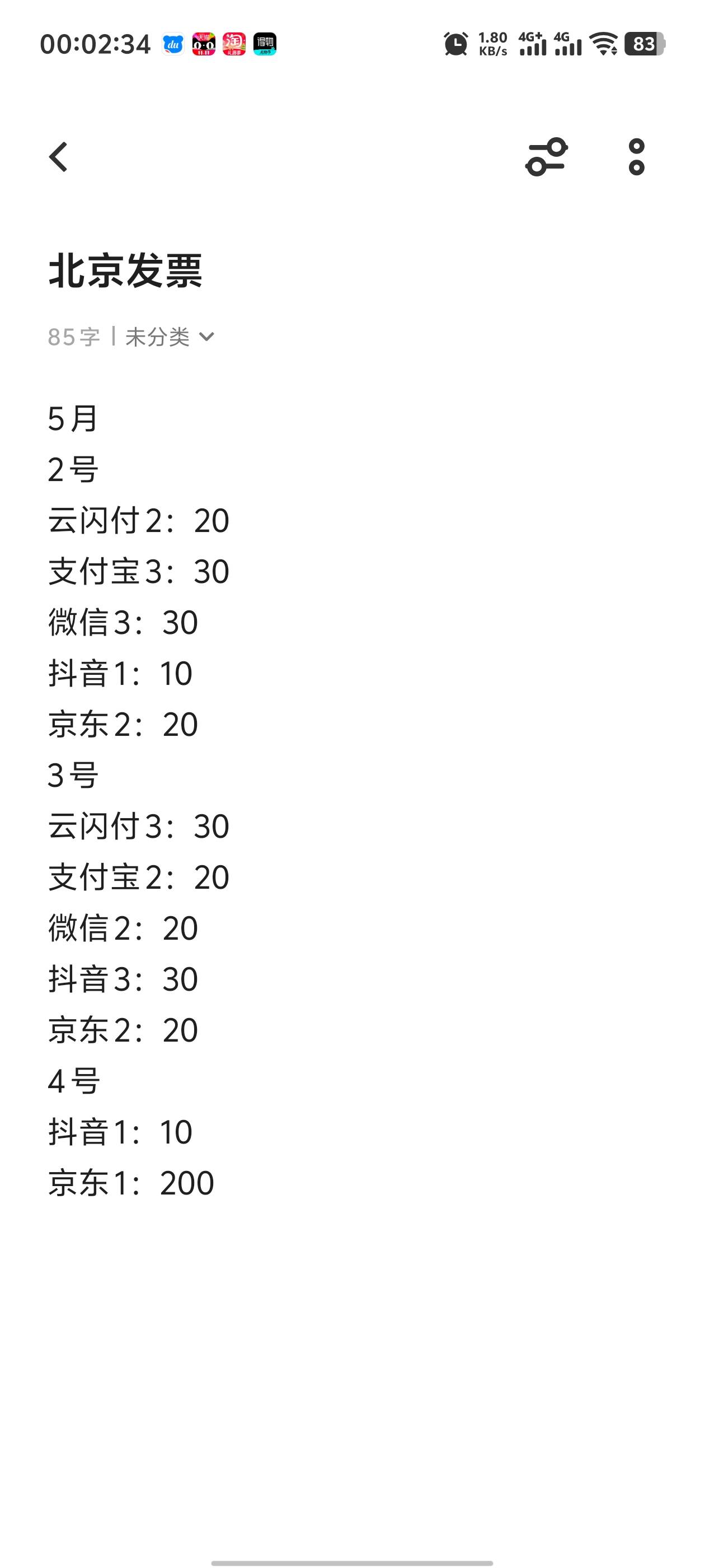这个月刚玩，五个平台，前面24个10，最后一次京东中了200，总算是没白折腾


14 / 作者:枫叶。 / 