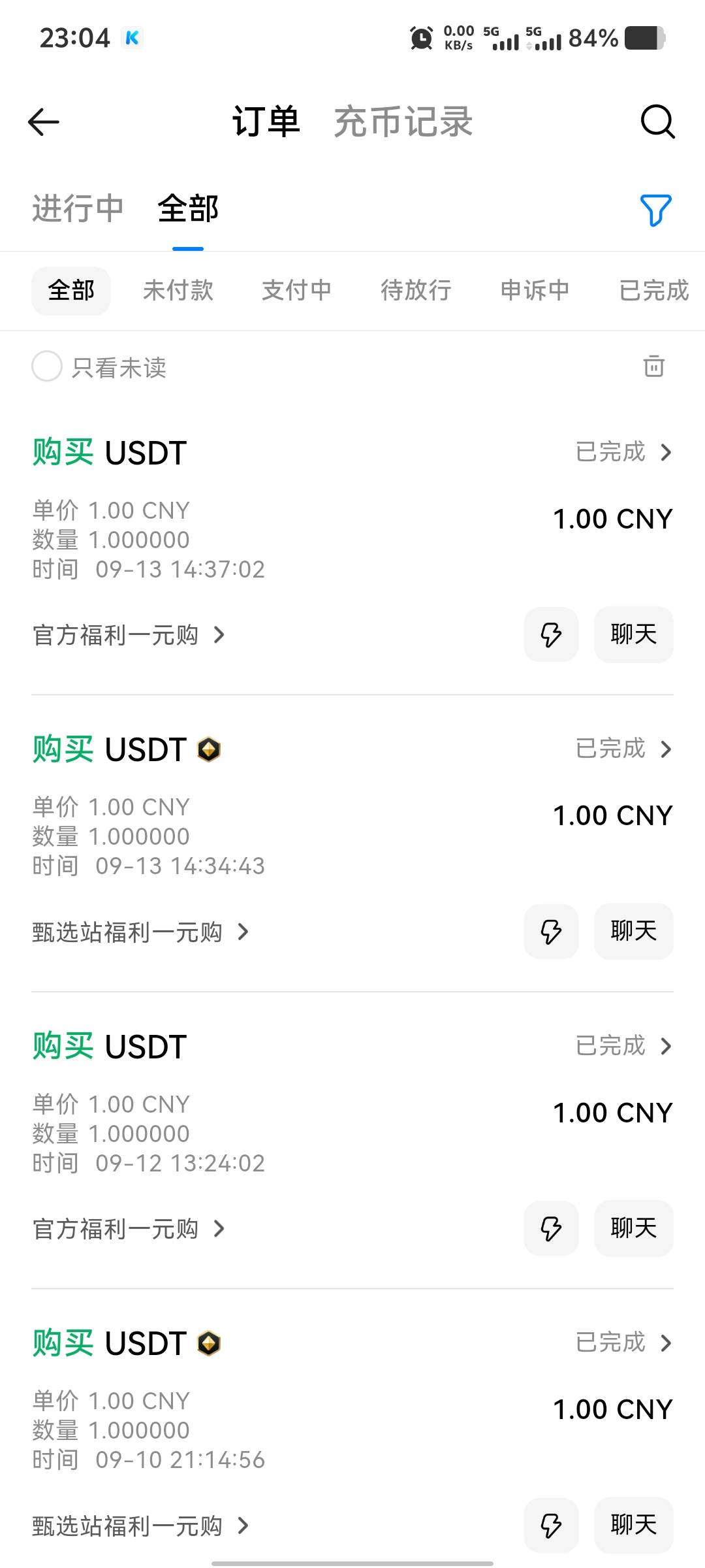 火币1元购从去年的9月10日开始每天1u已经连续稳定到了今天，两张手机卡每个月就靠这个72 / 作者:大老黑呀 / 