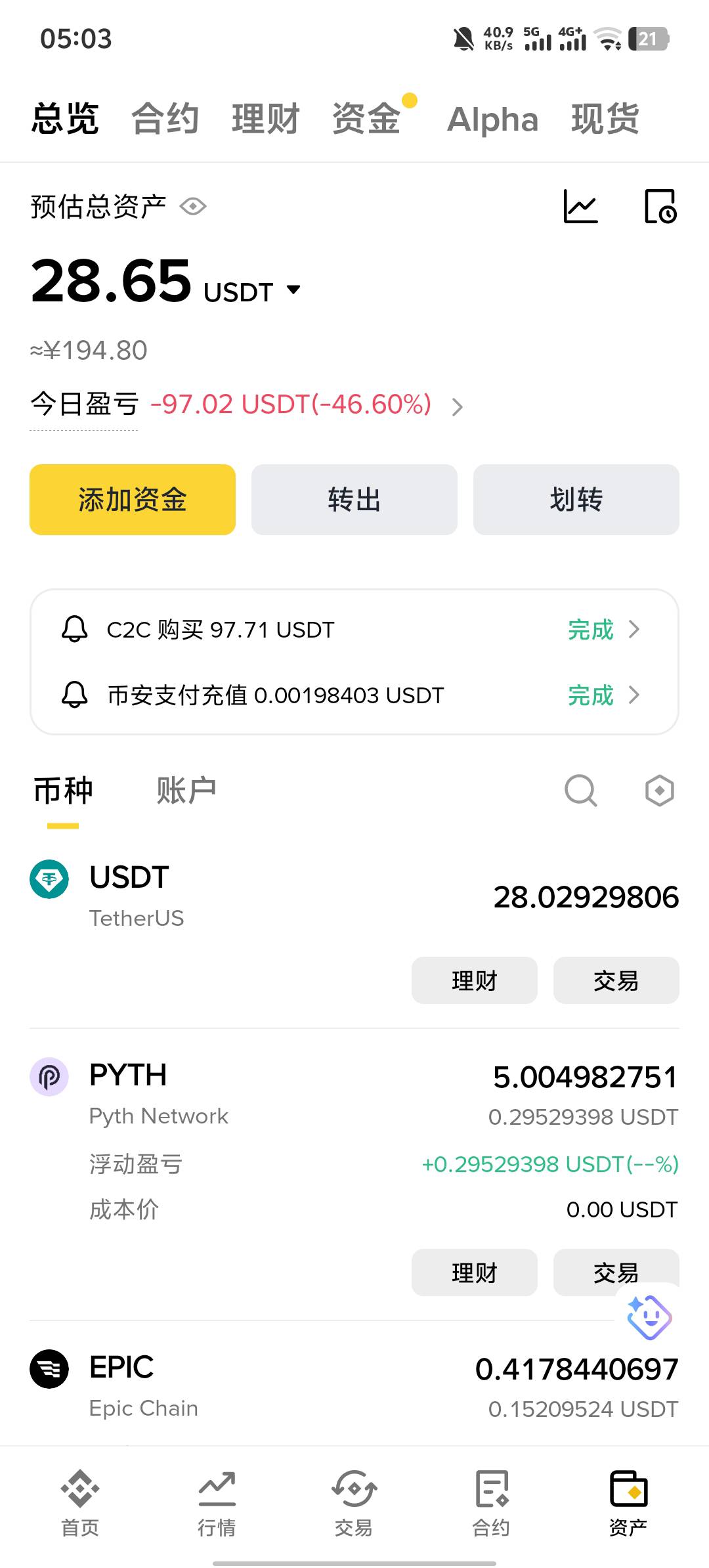 前几天学会了玩合约，两天就赚了600多，心高气傲以为自己是天命之子，今晚直接回到解40 / 作者:八方来财大展宏图 / 