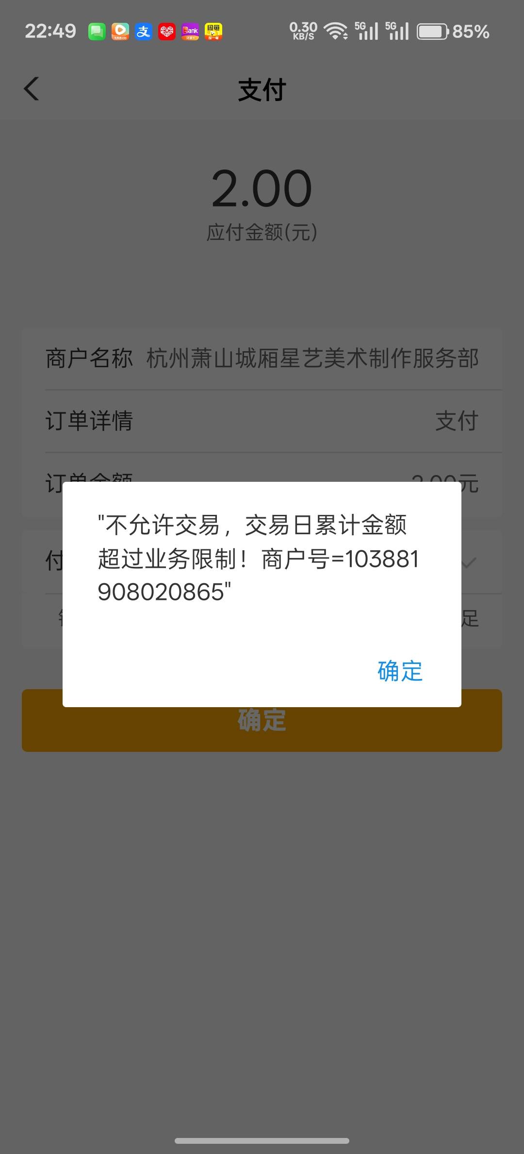 萧山，支付超限，怎么搞

99 / 作者:卡死你的 / 