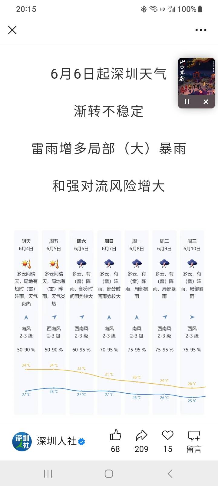 完了，深圳又进入雨季了

34 / 作者:莫大先生 / 