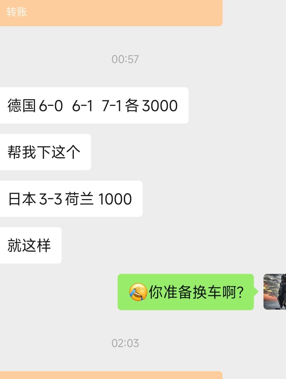 我就知道有冷门，昨晚买冷门没中，西班牙冷定了
97 / 作者:年少的欢喜1 / 