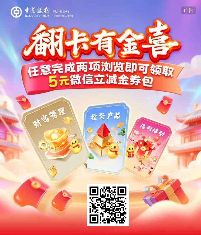 中行河北特邀客户专享翻卡有金喜活动81 / 作者:老哥帮老哥★ / 