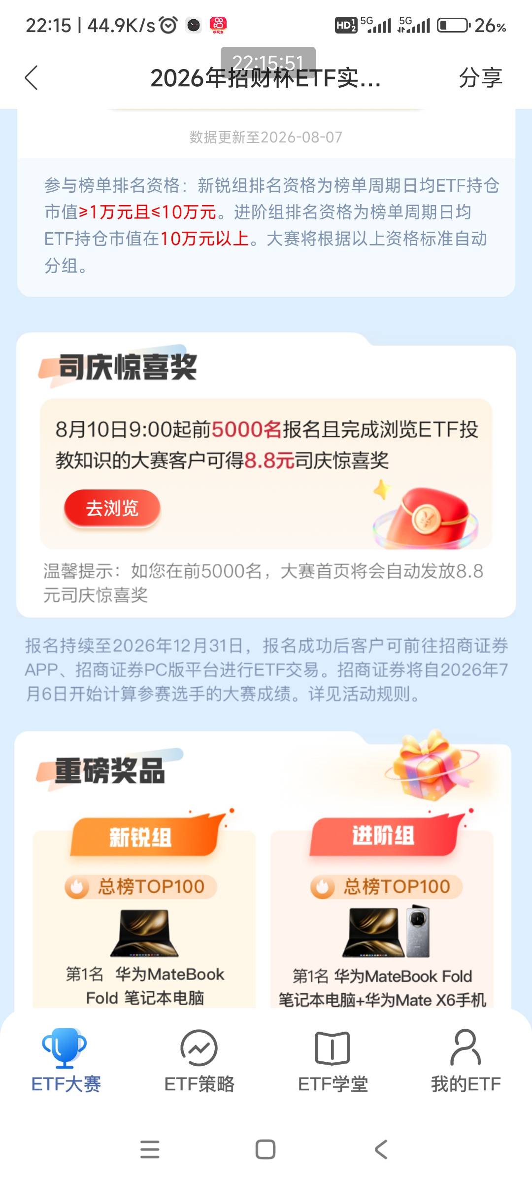 招商证券这个8.8元去浏览任务下午5点做，一直完不成，是不是没有奖了？我是上个月下旬72 / 作者:哨子178 / 