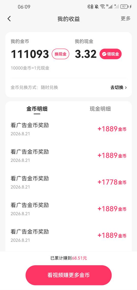 快手怎么这么稳20秒一个广，之前怕掉金币还停一会，这咋不掉20分钟看了15毛

79 / 作者:第七章 / 