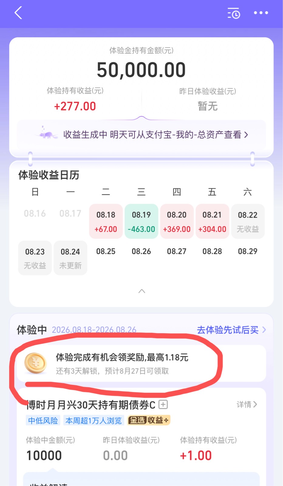 支付宝这个体验金是不是有46收益体验结束会发放吗？

46 / 作者:你个锤锤 / 