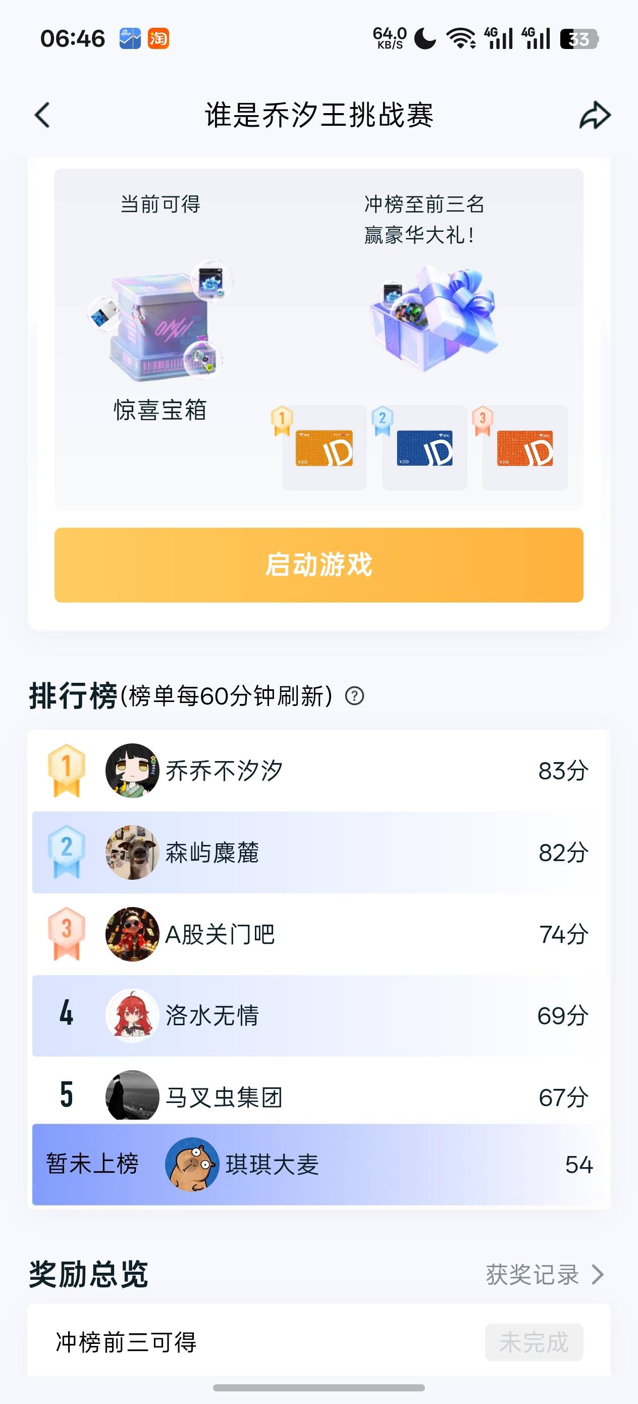 有老哥打这个吗，第一名300，第二名200，第三名100

40 / 作者:充满鲜花的世界 / 