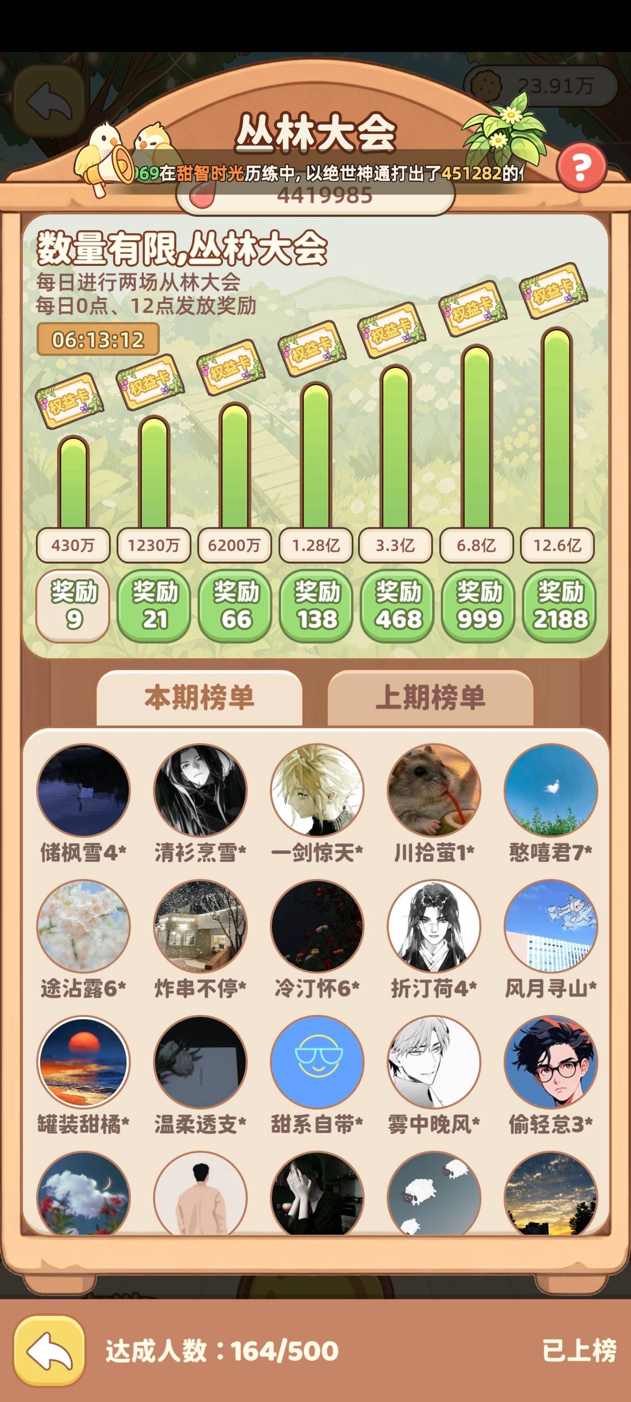 达标了，差点没了，中途用饼干买了10w才达标

96 / 作者:卡农大元帅 / 