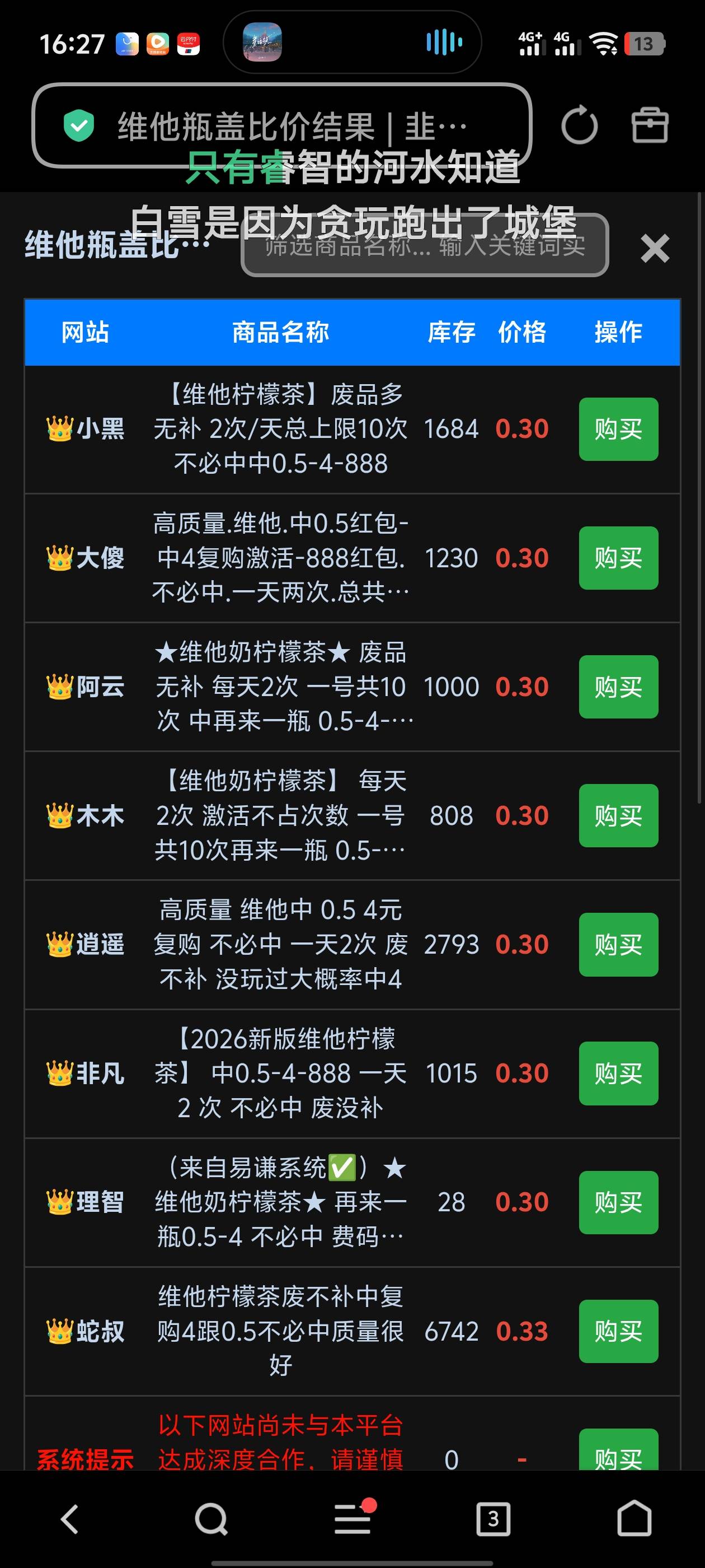 祝你好运的维他奶 0.7一个 还全是用过的 .
31 / 作者:hafa / 